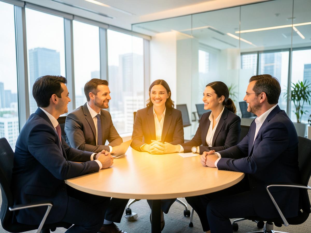 Equipo de trabajo reunido alrededor de una mesa